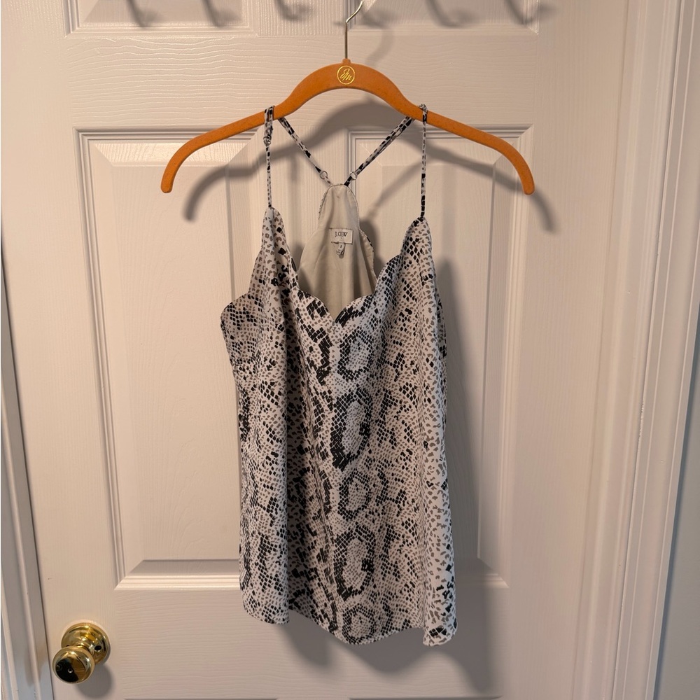J. Crew Black and Gray Snake-Print Spaghetti-Strap Cami